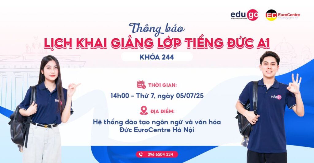 EuroCentre khai giảng lớp tiếng Đức A1 ngày 05/07/2025